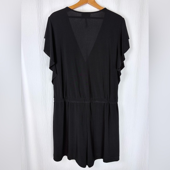 Laundry By Shelli Segal Black Wrap, Flutter Sleeve Romper Women’s size Medium - Picture 2 of 7